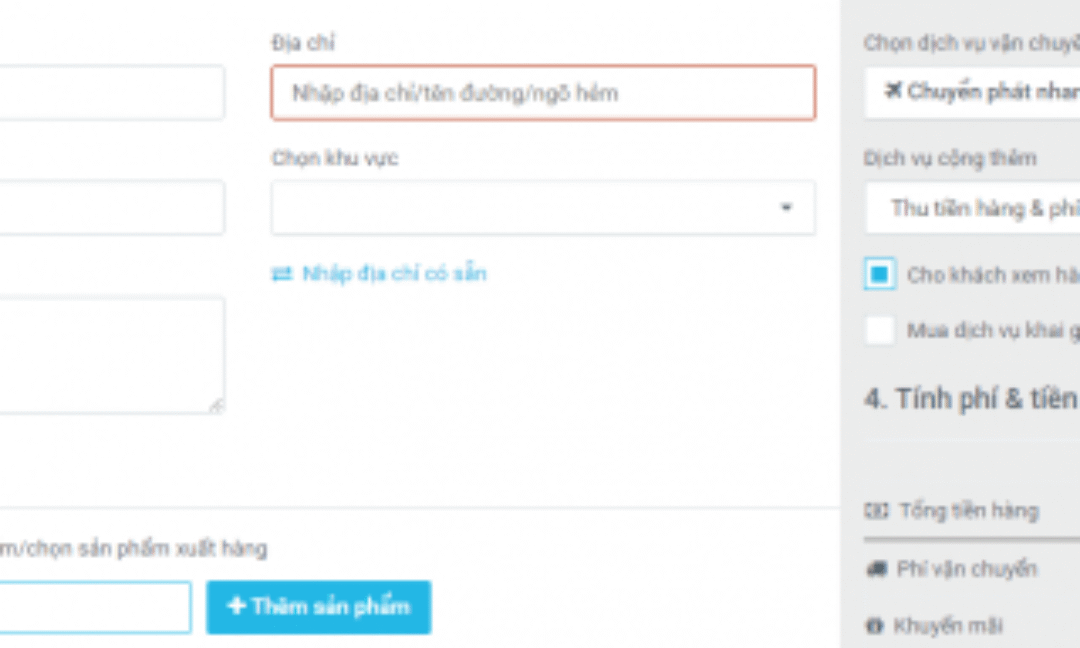 Thông báo nâng cấp trang tạo đơn hàng mới
