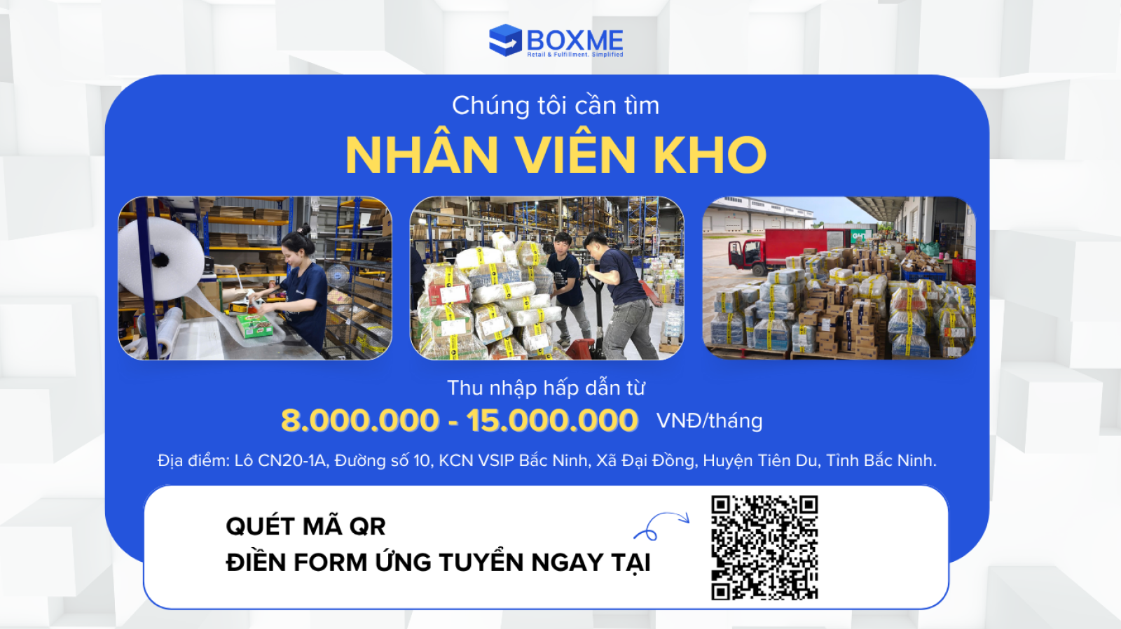 BOXME VIỆT NAM – TUYỂN DỤNG NHÂN VIÊN KHO LÀM VIỆC TẠI KCN VISIP BẮC NINH