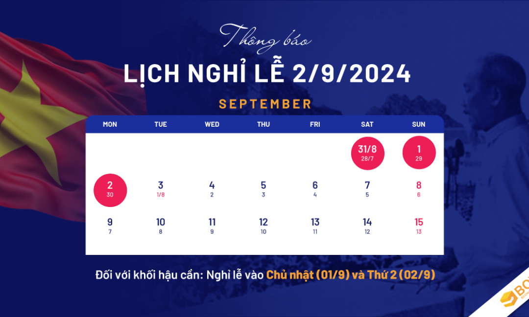 Boxme thông báo lịch nghỉ lễ Quốc Khánh 02/09/2024
